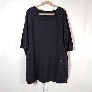 Ellos Black T-shirt Dress With Zippers Size 1X